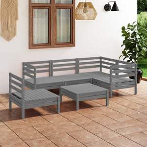 Ensemble de salon de jardin modulaire moyen en pin massif gris - Product Image 1