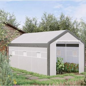 เรือนกระจกขนาดใหญ่ 20 ลิตร x 10 ฟุต x 9 ฟุต พร้อมหน้าต่างปิดได้ 8 บาน ประตูม้วนเก็บได้ ผ้าคลุม PE สำหรับใช้งานในสวน - Product Image 2