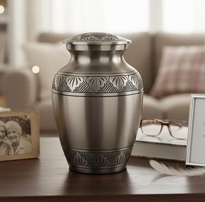 Urne funéraire élégante en aluminium pour cendres humaines, fabriquée par un fabricant OEM, avec un design décoratif et une durabilité longue durée - Product Image 2