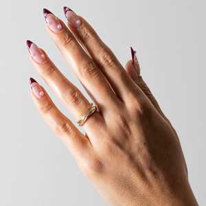 Twisted Double Band Wedding <b>Ring</b> Lab Grown Pave Diamond 14k 18k Solid Gold Delicate <b>Cross</b> Unique Bridal Stacking Jewelry Factory - Product Image 2