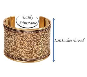 Floral Engraved Wide Cuff Bangle Antique Brass Copper Twisted <b>Rope</b> Border Etched Open Bangle <b>Bracelet</b> for Women - Product Image 2