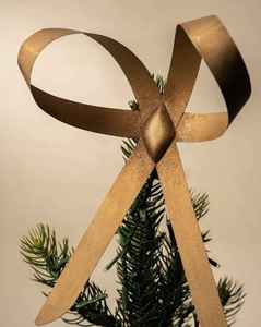 Décoration de sapin de Noël classique en plastique, motif étoile et nœud doré scintillant, creuse, à suspendre - Product Image 6