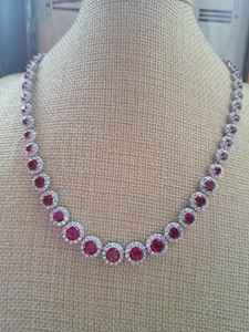 Vintage Hallmarked Sterling Silver <b>Ruby</b> Cluster Jewellery Suite Handmade Gemstone Jewelry Elegant Women Wholesale Export - Product Image 2