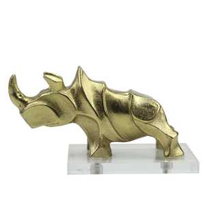 Jaffs Exports 10.5cm H X 9.5cm W X 19cm L Gold Plated Aluminium Rhinoceros Sculpture Modern <b>Figure</b> Artistic Tabletop Decor - Product Image 6