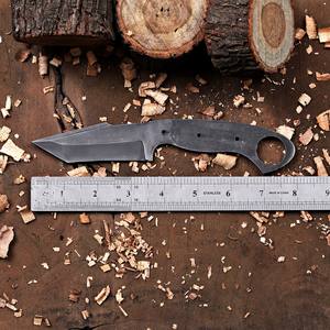 Lame vierge Tanto en acier au carbone Nordic Forge Full Tang avec anneau de maintien, couteau fixe personnalisé de 8 pouces pour la chasse, le camping et le dépecage - Product Image 3