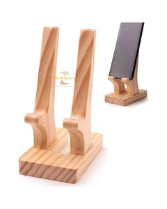 Support de téléphone portable en bambou personnalisé avec logo, résistant à l'usure, support en bois détachable, compatibilité universelle pour bureau - Product Image 5