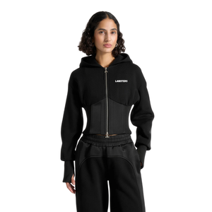 Conjunto Deportivo de 2 Piezas para Mujer, Sudadera Corta con Capucha y Cremallera Completa, Pantalones Anchos con Cordón en la Cintura y Bolsillos, Conjunto Moderno al por Mayor, Personalizado OEM - Product Image 3