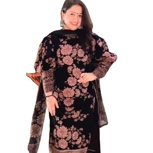 Salwar Dupatta en Georgette avec broderie unique, motif unique, couleur noire, look chaud et élégant, ambiance de fête - Product Image 1