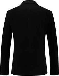 Abrigo Negro de Alta Calidad con Tela a Rayas, Cierre de un Solo Botón, Mangas Largas, Estilo Casual de Negocios, Traje para Boda, Blazer para Hombre - Product Image 2