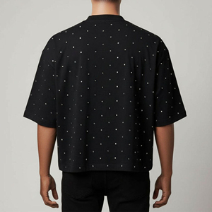 Oversized Men's Black T-Shirt With White Letter Print "Need Money Not Girls" Street Style Short Sleeve O-Neck Jersey Fit - Product Image 6