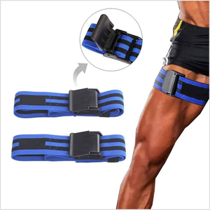 Ceinture de poussée de hanche en nylon bleu avec rayures noires et boucle en plastique pour l'entraînement sportif – Équipement de fitness durable - Product Image 4