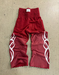 Custom <b>Cropped</b> Hoodie Wide Leg Sweatpants Set Premium Cotton Blend Solid Streetwear Logo Private Label Sweatsuit Casual Men's - Product Image 3