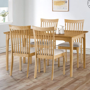 Chaise de salle à manger en bois de caoutchouc massif avec dossier à lattes et assise rembourrée - Product Image 4