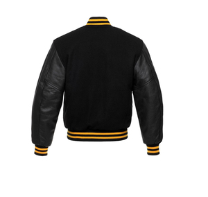 Customized Logo Embroidery Leather Sleeves Varsity Jacket Stand Collar Baseball Bomber for <b>Men</b> Letterman Varsity Jacket - Product Image 5