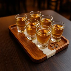 Plateau en bois de qualité supérieure avec résine blanche, grand plateau de service pour accessoires de table à manger, organisateur de cuisine, plateau de décoration pour la maison - Product Image 3