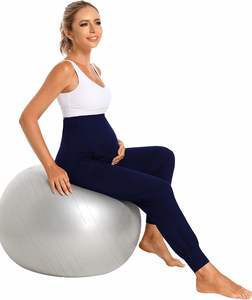 Leggings de maternité en polyester pour femme, taille haute, longueur intégrale, avec soutien abdominal et contrôle du ventre, doux, respirant, vêtements de sport - Product Image 1