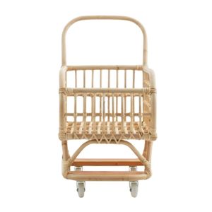 Chariot de courses en rotin de haute qualité pour enfants, chariot de jeu en osier avec roues, jouet d'imitation pour tout-petits, jouet de nurserie - Product Image 2