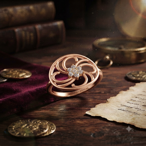 Bague de luxe en or rose avec motif floral en spirale et diamants pour femme, bague ouverte ajourée en forme de fleur, bijou raffiné, cadeau - Product Image 1