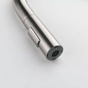 Rubinetto da cucina monocomando in acciaio inossidabile con doccetta estraibile ad arco alto, per lavello - Product Image 3