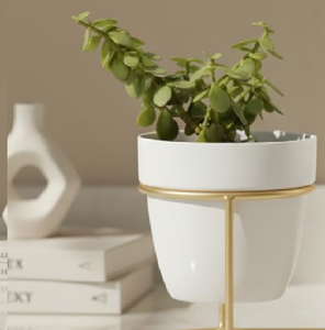Golden Polished <b>Iron</b> Modern Planter Holder Durable <b>Lightweight</b> Metal Flower Planter Holder Indoor Outdoor Garden Office and Home - Product Image 2