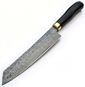 Couteau de cuisine professionnel en acier Damas forgé à la main, couteau de chef japonais avec manche en bois dur foncé - Product Image 2