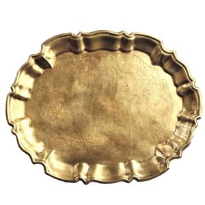Plateau de service élégant en laiton, fait main, vaisselle décorative pour salle à manger, hôtel, restaurant, mariage, réception - Product Image 4