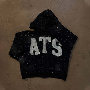 Conjunto Deportivo Personalizado Y2K con Pedrería, Pantalones Acampanados y Sudadera con Capucha, Ropa Deportiva Urbana - Product Image 2