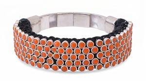 925 Sterling <b>Silver</b> Handwoven Coral <b>Bracelet</b> - Product Image 2