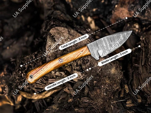 มีดดาบเหล็กดามัสกัสขนาด 3 นิ้ว ใบมีดคมกริบ ปลายแหลม ด้ามจับเต็มด้าม สำหรับพกพา ใช้ในชีวิตประจำวัน เอาตัวรอด ตั้งแคมป์ กิจกรรมกลางแจ้ง พร้อมปลอกหนัง ด้ามไม้ปักก้า รับผลิตแบบ ODM/OEM - Product Image 5