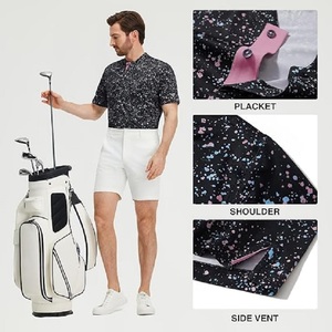 Chemise Homme à Manches Courtes Imprimé Pois Noirs Col Rose Anti-Plis Sportive en Tissu Tricoté Polyester Respirant pour Tenue Décontractée - Product Image 3