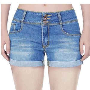 กางเกงยีนส์ขาสั้นผู้หญิงเอวสูง ยืดได้ สไตล์ลำลอง แฟชั่นฤดูร้อน ขายส่ง รับผลิตแบบ OEM ODM - Product Image 1