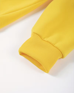 Orange and Yellow Hooded Sweatshirt for Children Casual Winter Wear Fleece Breathable Eco-Friendly Lined Long Sleeve Pullover - Product Image 4