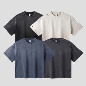 เสื้อยืดผ้าแคนวาสทรงปกติสำหรับผู้ชาย แขนปกติ คอกลม สไตล์สตรีท สีพื้น เรียบง่าย เป็นมิตรกับสิ่งแวดล้อม แห้งเร็ว 100% - Product Image 2