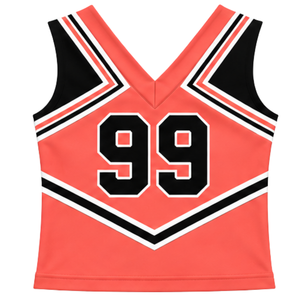 Haut d'uniforme de cheerleading Coral sans manches, col en V, pour femmes et filles, idéal pour les équipes de danse et les compétitions - Product Image 2