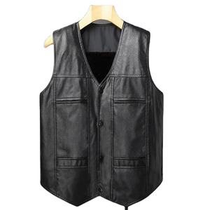 Chaleco de cuero popular para hombre Chaleco cálido de invierno grueso transpirable y a prueba de frío con ropa exterior lavable con cuello en V - Product Image 1