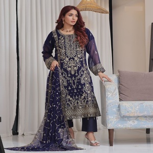 Trajes indios de gasa de 3 piezas Bin Hameed Vol NISHA Long Maxi Luxury Boutique Vestidos para mujeres con estilo hermoso para ropa de fiesta - Product Image 5