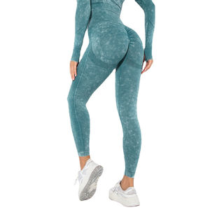 Leggings de sport pour femmes, tricotés sans couture, respirants, à taille élastique, pour la course à pied, le yoga et les activités de plein air - Product Image 1