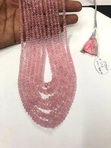 6 brins de perles de rondelle à facettes en morganite naturelle 4-8mm 18-22 pouces pour la fabrication de bijoux - Product Image 3