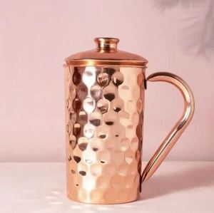 Copper jug set for luxury artistic serving themes <b>water</b> serving metal set with <b>glasses</b> durable reusable kitchen serving - Product Image 2