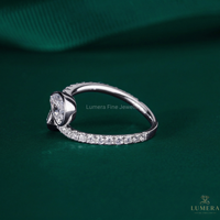 Anillo de Compromiso y Boda de Lujo con Diamante Cultivado en Laboratorio en Forma de Pera Marquise, Engaste de Bisel Toi Et Moi Bypass, Chapado en Oro de 14K, Certificado IGI