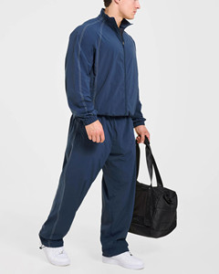 Dernier design OEM personnalisé, ensemble 2 pièces homme : veste coupe-vent marine entièrement zippée et pantalon avec passepoil, survêtement de sport - Product Image 4