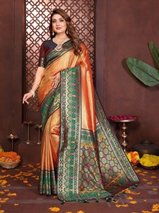 Banarasi <b>Tissue</b> Silk Saree-Traditional <b>Wedding</b> Diwali & Party Wear Quick Dry - Product Image 4