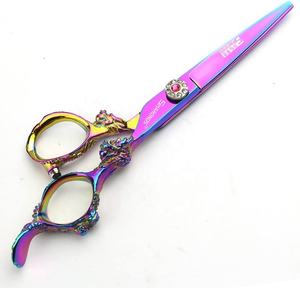 KKZ Ciseaux professionnels en acier inoxydable pour salons de beauté avec poignée en forme de dragon Ciseaux amincissants à lame tranchante Logo personnalisé - Product Image 6