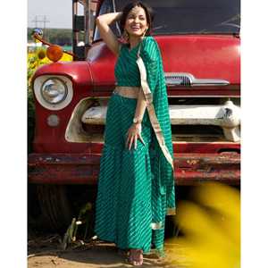 ชุดชาราร่าผ้าชีฟองสีเขียวฮอก ไซส์ XS สำหรับผู้หญิง ระบายอากาศได้ดี - Product Image 4