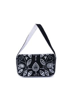 Elegant <b>Black</b> Handmade Embroidered <b>Clutch</b> <b>Bag</b> with Floral Pattern Straps Foldover <b>Clutch</b> Closure for <b>Evening</b> Use - Product Image 3