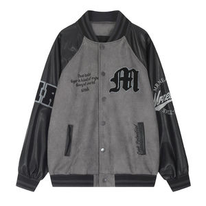 Chaqueta Varsity Unisex Marrón AV con Logotipo Bordado en la Parte Delantera, Forro de Lana Grueso Resistente al Viento, Cuello en V, Botones Cubiertos, Estilo Preppy, Ropa de Invierno - Product Image 2
