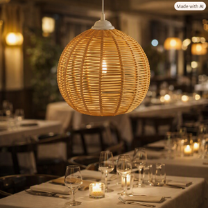 Lámpara de Techo Colgante Decorativa de Mimbre de Bambú, Hecha a Mano, de Ratán, Moderna, Eléctrica, Manual, Vintage, Industrial, para el Hogar - Product Image 2