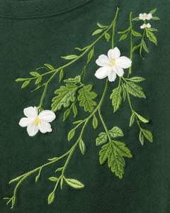 Dark Green Womens Floral Embroidery T Shirt Soft Cotton Crew Neck Casual Short Sleeve Summer <b>Top</b> Lightweight Comfortable Tee - Product Image 6