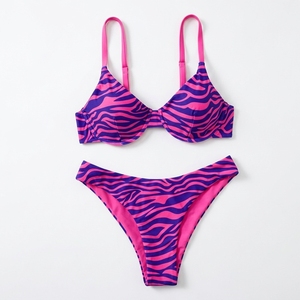2025 Fashion Push up <b>Thongs</b> Leopard Animal Print Orange Bright 2 Piece Bikini Summer <b>Beach</b> Swimsuit Eco-Friendly - Product Image 3