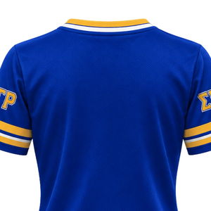 Camiseta de Hockey Personalizada para Mujer, Azul Rey, Sigma Gamma Rho, Cuello en V, Manga Corta, Uniforme Deportivo, Sororidad SGRho - Product Image 4